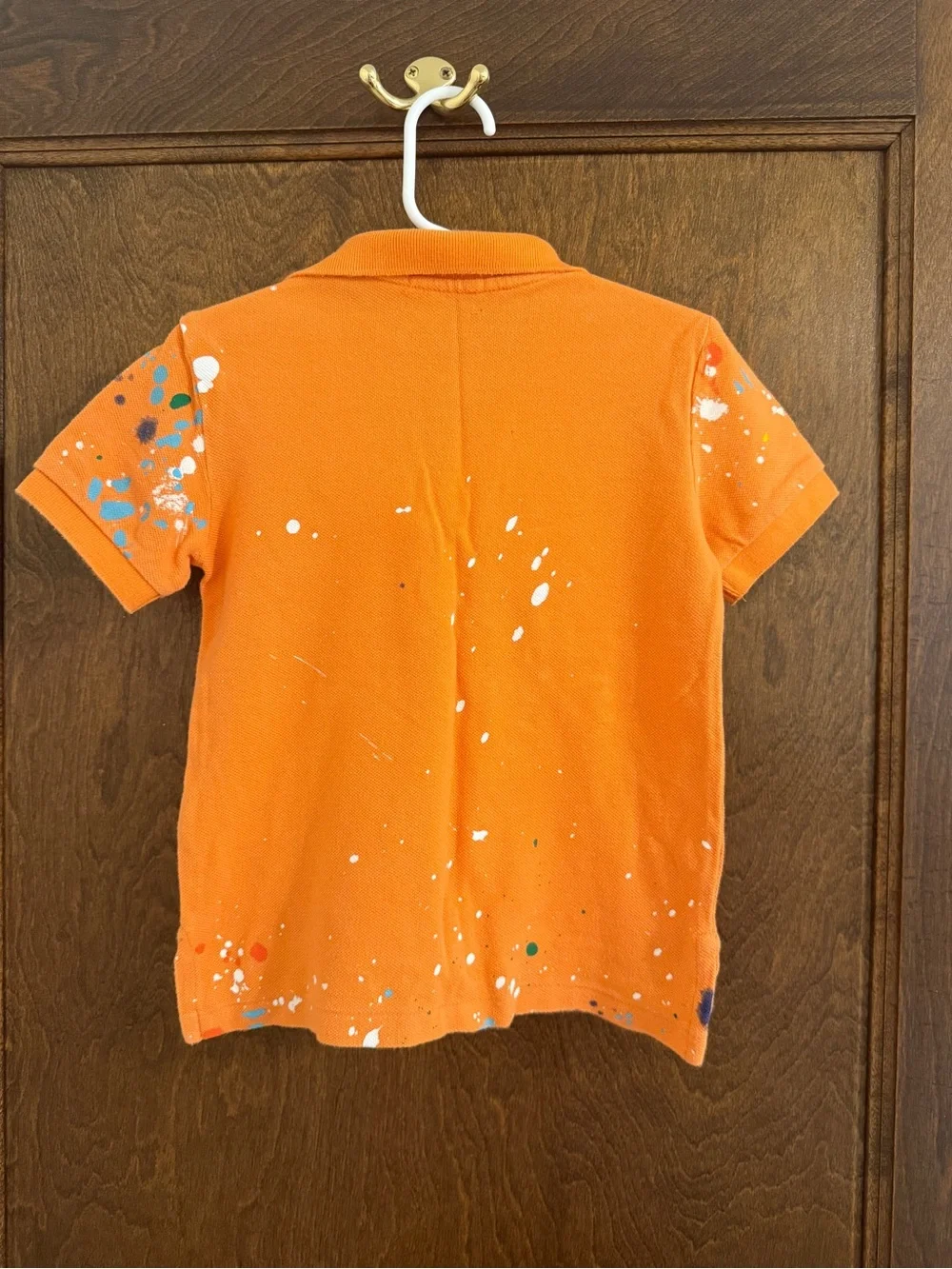 Ralph Lauren Kids Orange Polo with Paint-Splash Accents